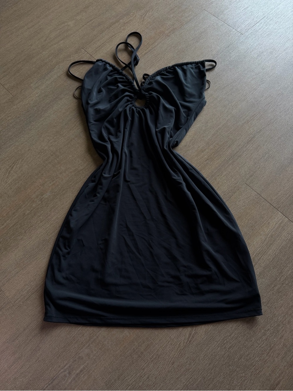 Abercrombie & Fitch Black Ruched Halter Mini Dress
